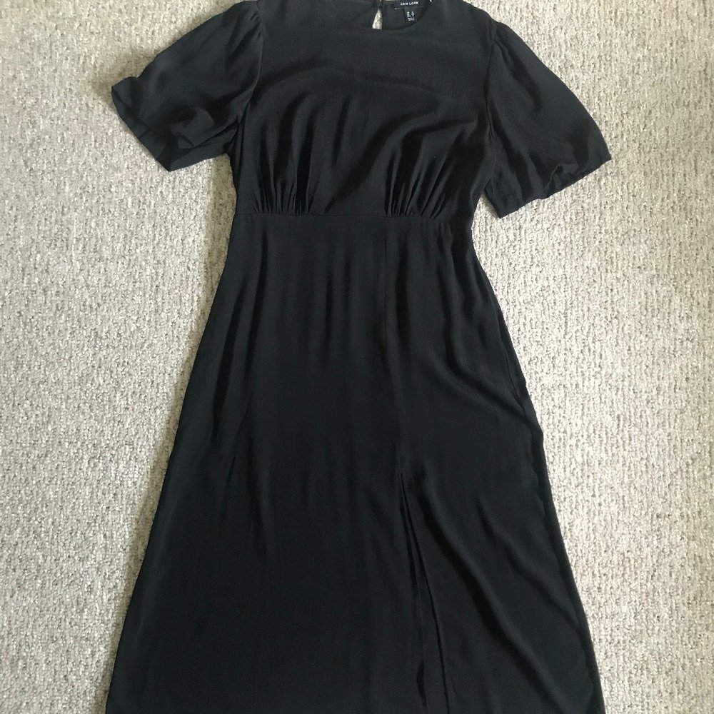 New Look Black Dress with Puff Short Sleeves